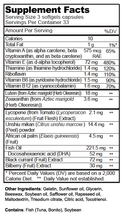 Specially Designed Super Lutein Formula - Nutrition Facts